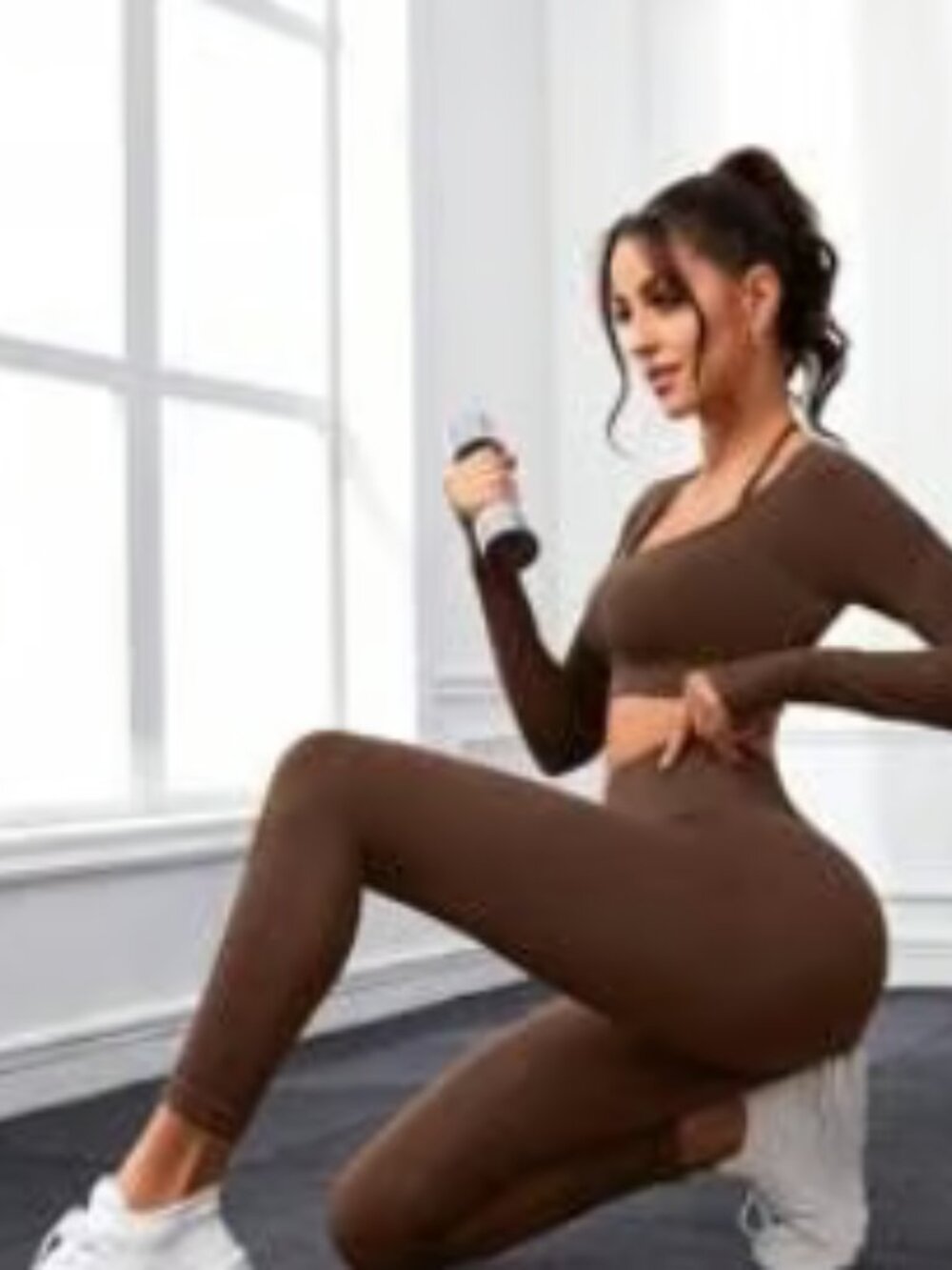 Seamless Leggings and Long Sleeve Crop Top Matching Set